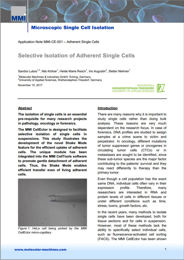 Selective Isolation of Adherent Single Cell