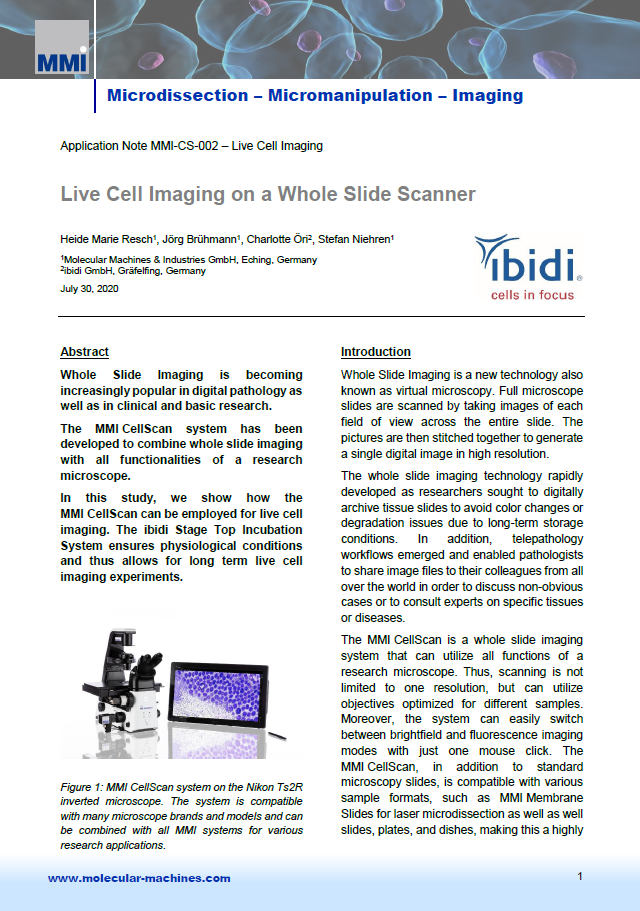 Live Cell Imaging on a Whole Slide Scanner